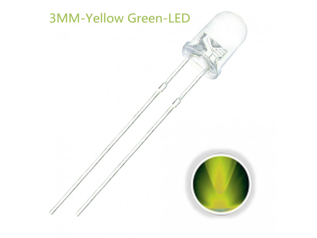 LED 3MM Jade (yellow-green) 10 pack