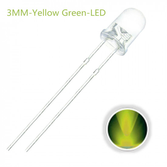 LED 3MM Jade (yellow-green) 10 pack