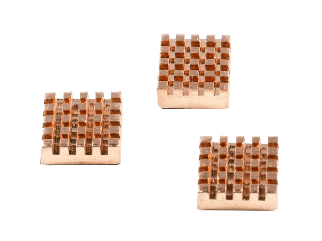 Set of 3 copper heatsinks for Raspberry