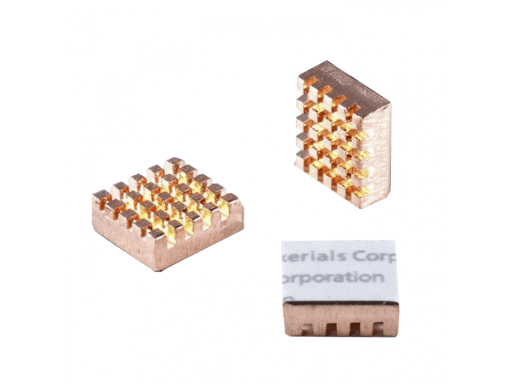 Set of 3 copper heatsinks for Raspberry