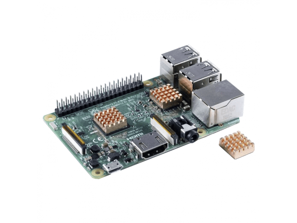 Set of 3 copper heatsinks for Raspberry