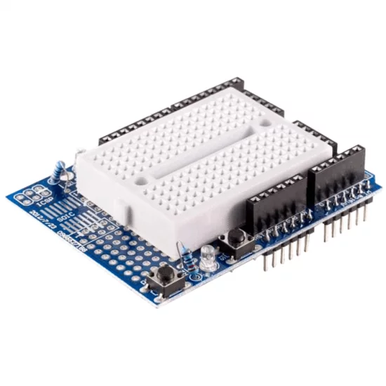 Prototyping Shield for Arduino Uno R3 including the Breadboard