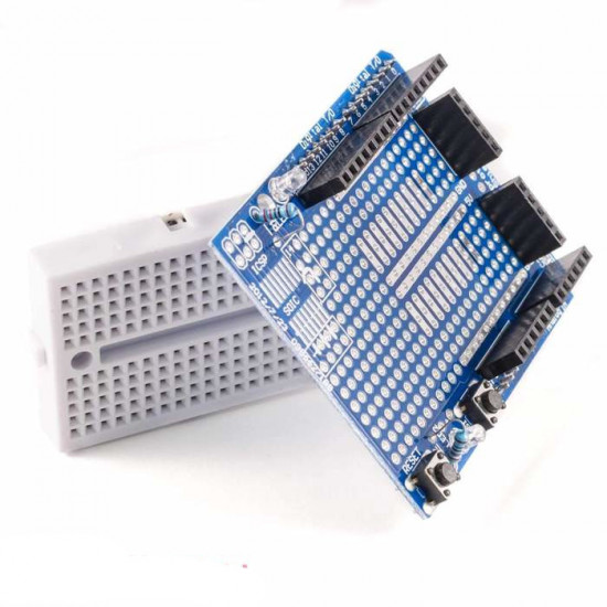 Prototyping Shield for Arduino Uno R3 including the Breadboard