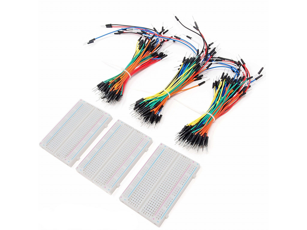 Breadboard Kit - 3 x 65pcs Jumper Wire Cable M2M and 3 x Mini Breadboard 400 Pins