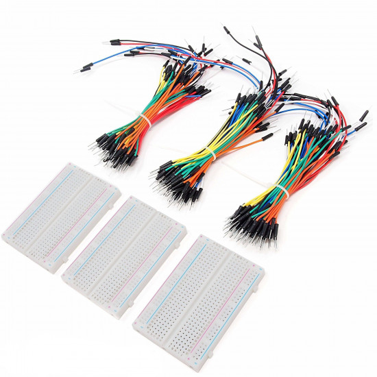 Breadboard Kit - 3 x 65pcs Jumper Wire Cable M2M and 3 x Mini Breadboard 400 Pins Breadboard Kit - 3 x 65pcs Jumper Wire Cable M2M and 3 x Mini Breadboard 400 Pins