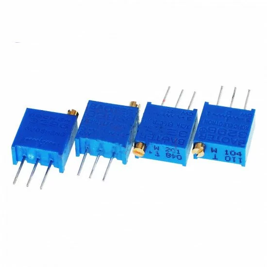 10 K, Through Hole Trimmer Potentiometer, Pin 0.5 W Top Adjust Bourns, 3296