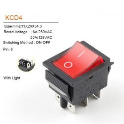 KCD4 25*31mm 6Pin Rocker Switch with Light  KCD4 25*31mm 6Pin Rocker Switch with Light